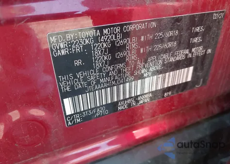 2021 Toyota Venza Le from USA, damaged, VIN JTEAAAAH1MJ041499